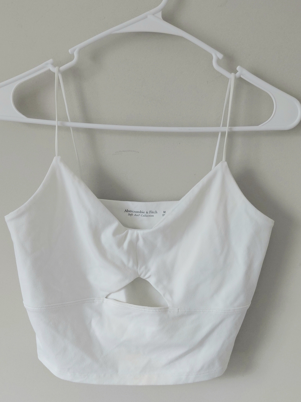 Abercrombie & Fitch White Cutout Spaghetti Strap Crop Top
